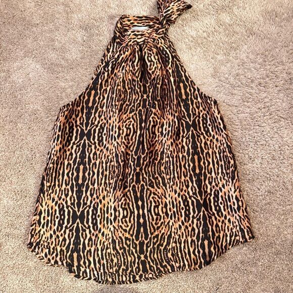 Veronica M Tops - VERONICA M. Marina Women’s High Neck Halter Tie Top Size S Leopard Print